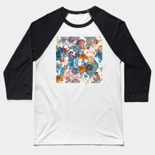 Vintage Pattern of Flowers and Design Ornaments Baseball T-Shirt